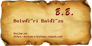 Bolvári Balázs névjegykártya